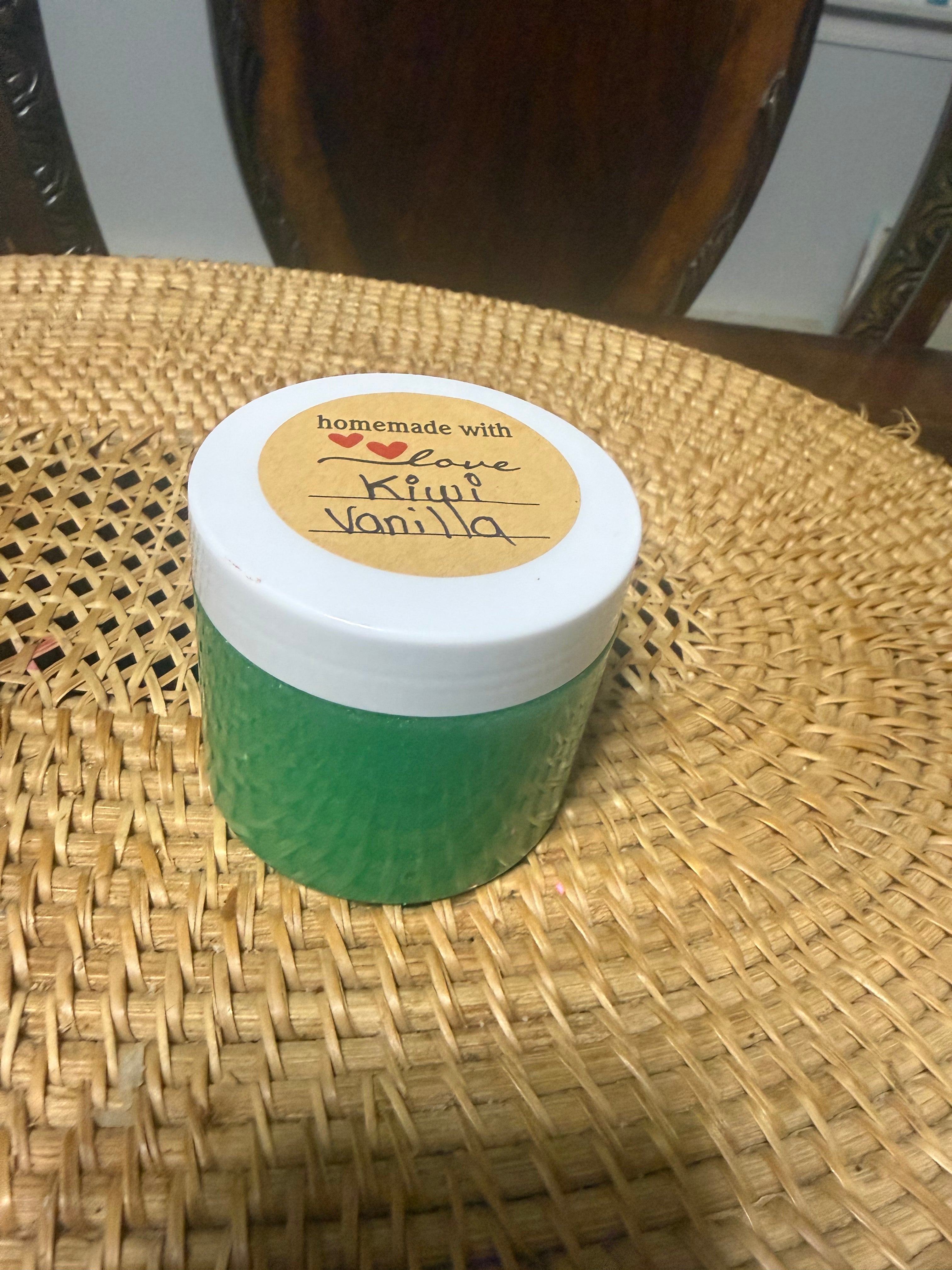 Kiwi and vanilla body scrub